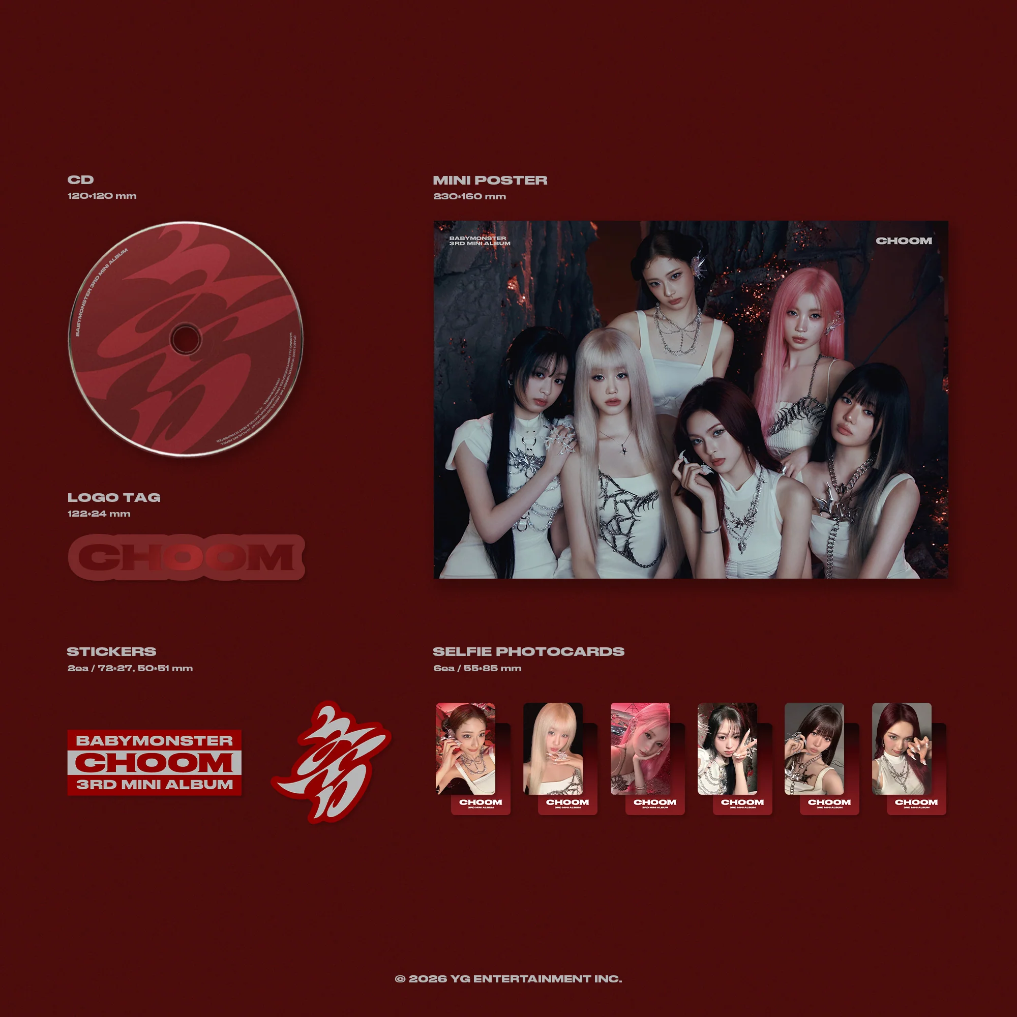 (EXCLUSIVE PHOTOCARD) BABYMONSTER - CHOOM - 3rd Mini Album (Crimson Ver.) - Image 3
