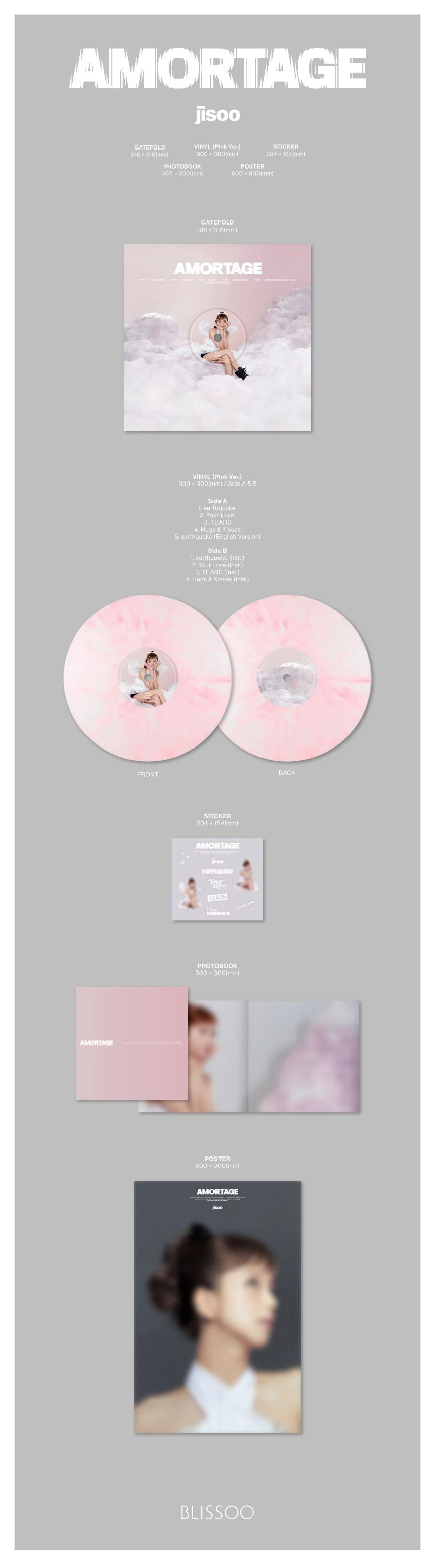 JISOO (BLACKPINK) - AMORTAGE - Album Vinyl (Pink Ver.) - Image 2