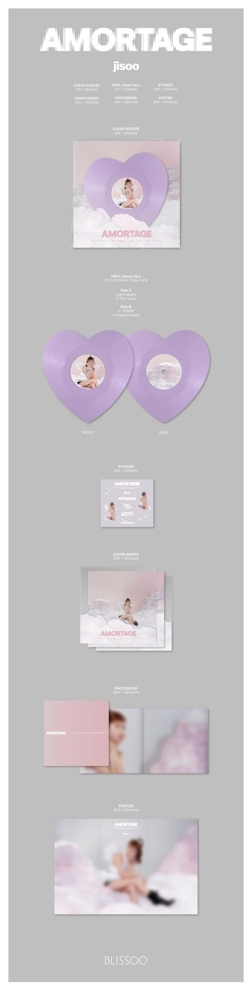 JISOO (BLACKPINK) - AMORTAGE - Album Vinyl (Heart Ver.) - Image 2