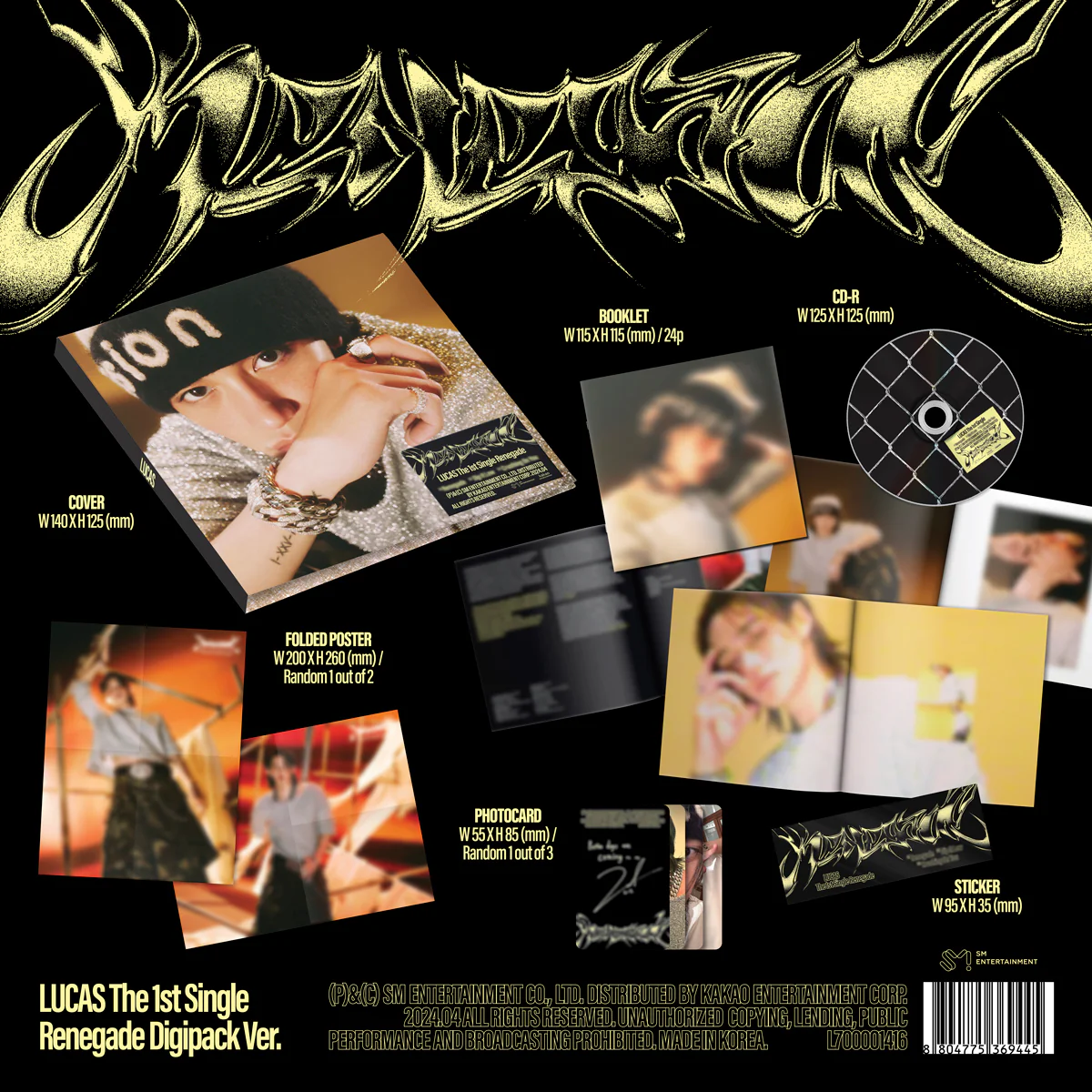 LUCAS - Renegade - 1st Single Album (Digipack Ver.) - Image 2