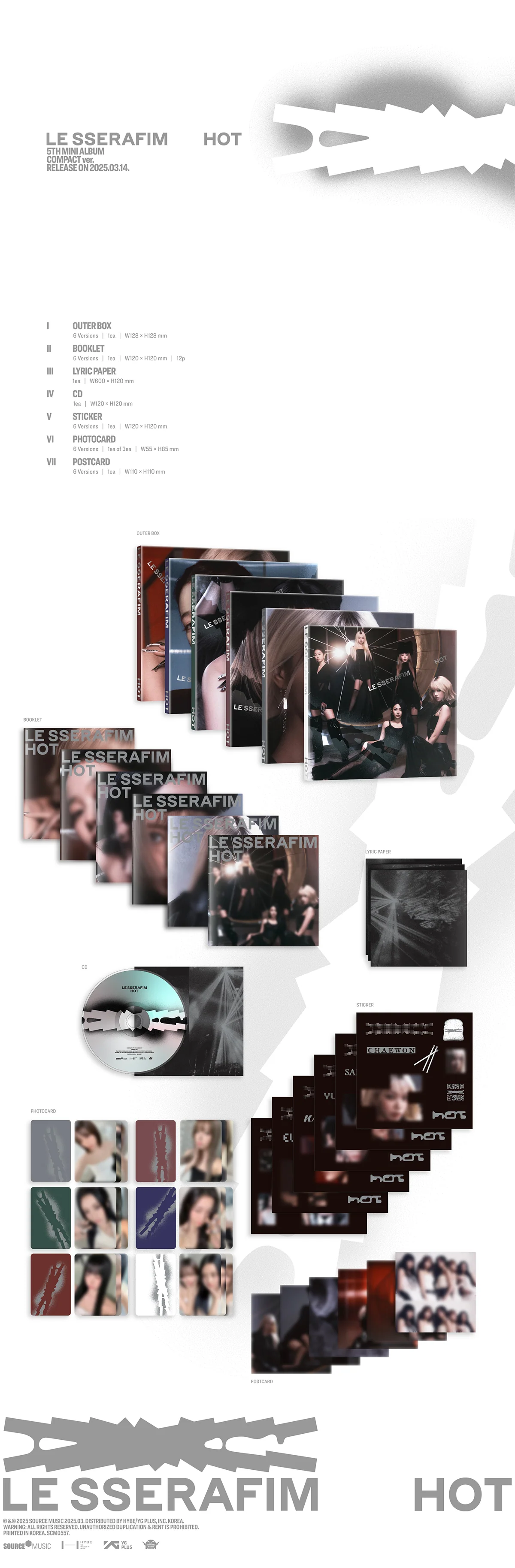 LE SSERAFIM - HOT - 5th Mini Album (COMPACT Ver.) - Image 2