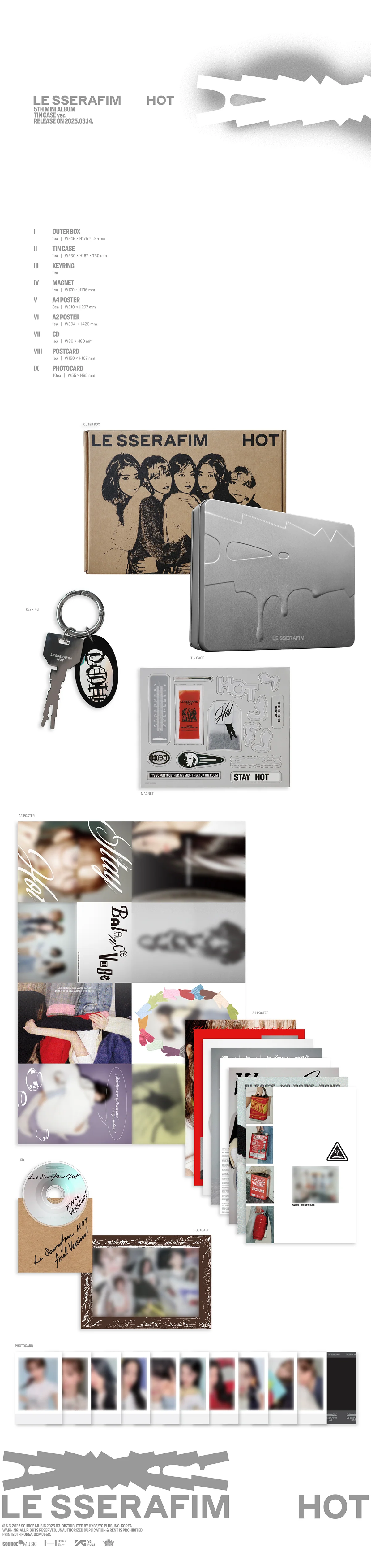 LE SSERAFIM - HOT - 5th Mini Album (Tin Case Ver.) - Image 2