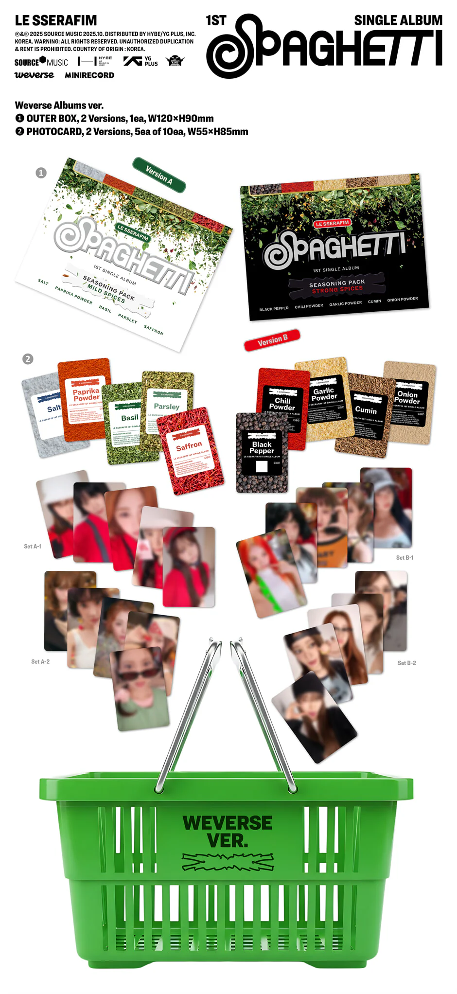LE SSERAFIM - SPAGHETTI - 1st Single Album (Weverse Albums Ver.) - Image 2