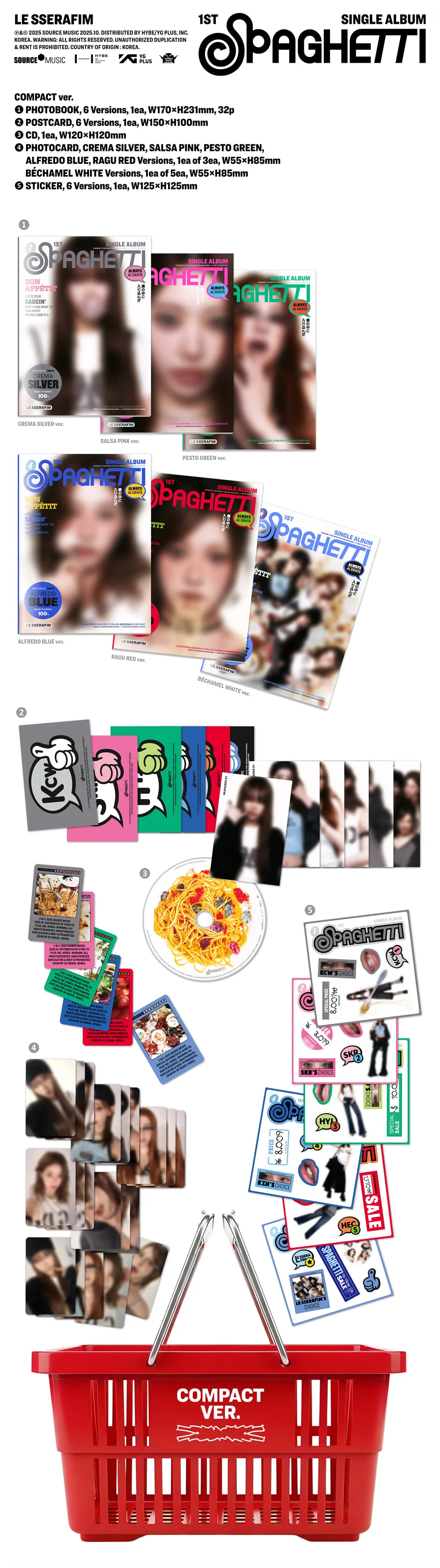 LE SSERAFIM - SPAGHETTI - 1st Single Album (Compact Ver.) - Image 2