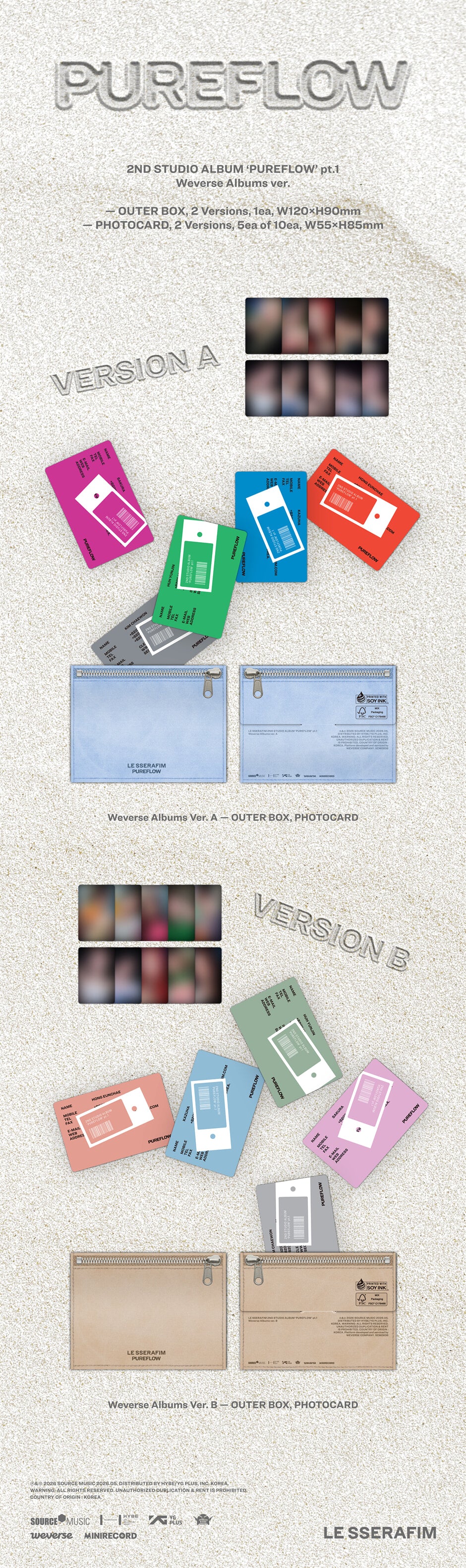LE SSERAFIM - 'PUREFLOW' pt.1 - 2nd Studio Album (Weverse Albums Ver.) - Image 2