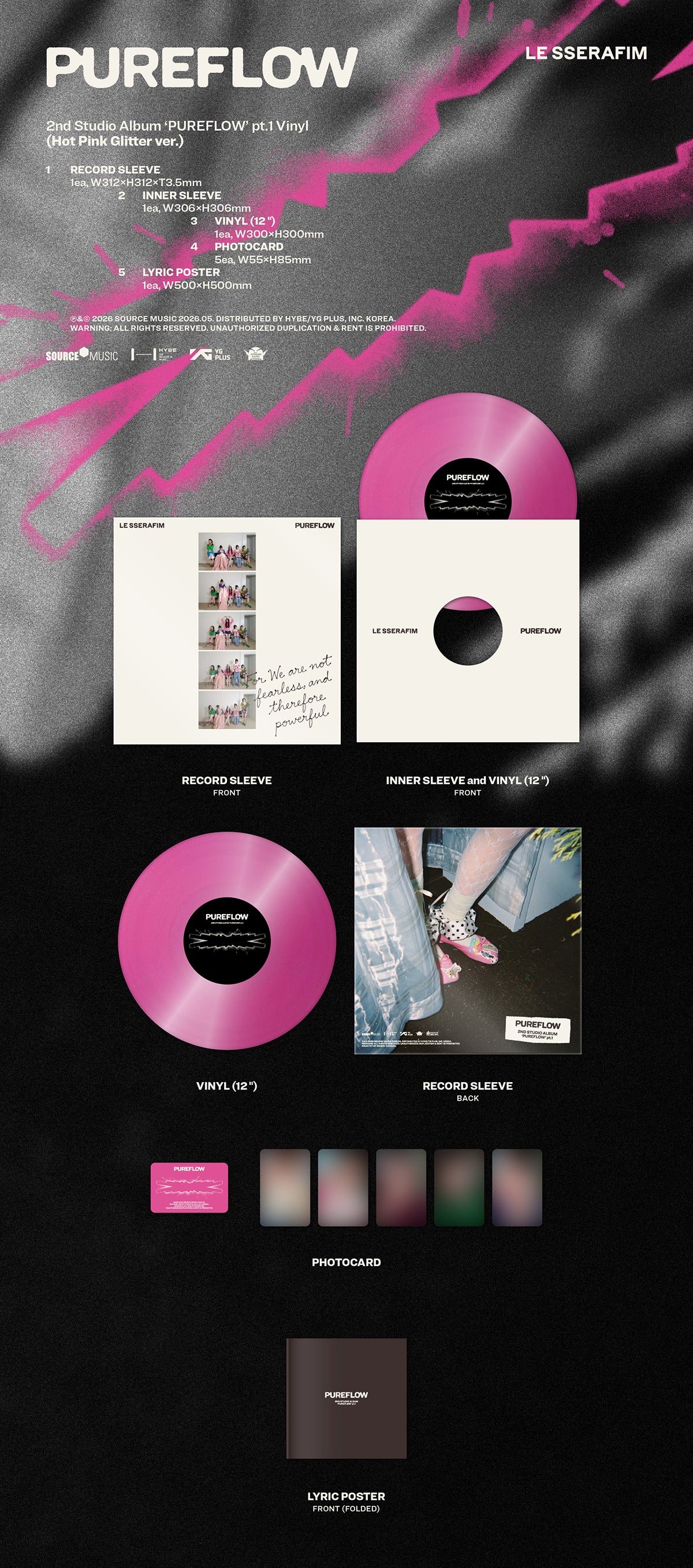 (Pre-Order) LE SSERAFIM - 'PUREFLOW' pt.1 - 2nd Studio Album (Vinyl Ver.) - Image 3