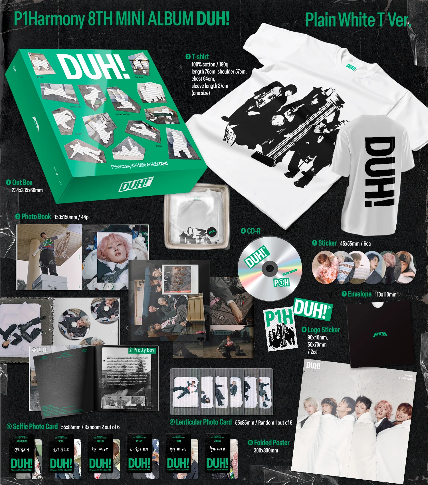 P1Harmony - DUH! - 8th Mini Album (MD/Plain White T Ver.) - Image 2