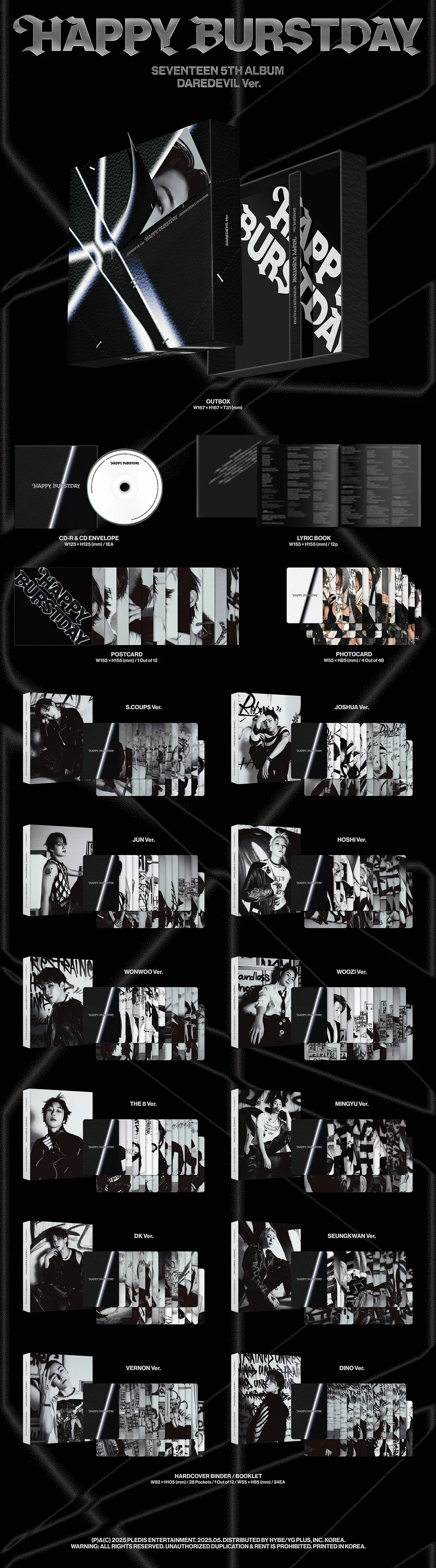 SEVENTEEN - HAPPY BURSTDAY - 5th Mini Album (DAREDEVIL Ver.) - Image 2