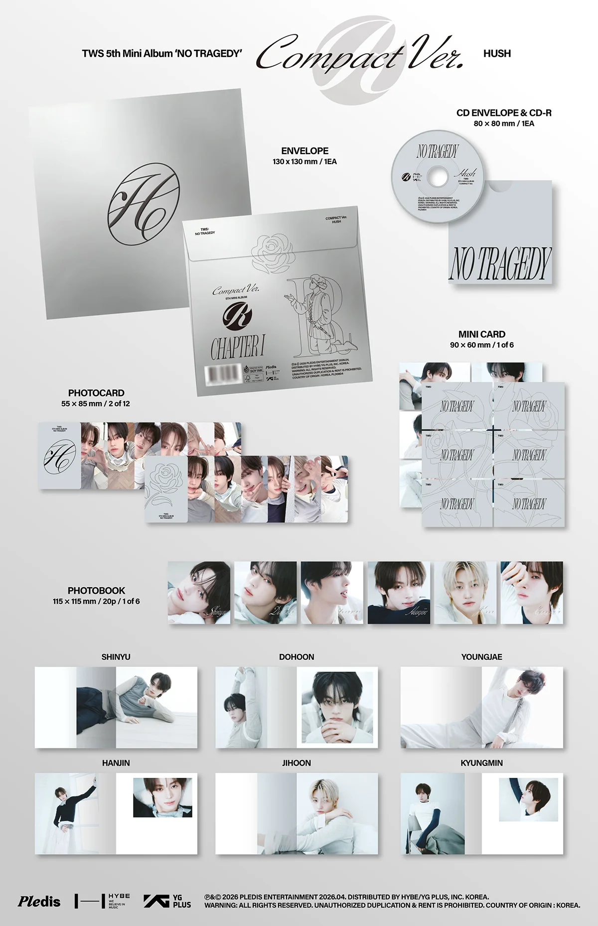 TWS - NO TRAGEDY - 5th Mini Album (Compact Ver.) (HUSH) - Image 2