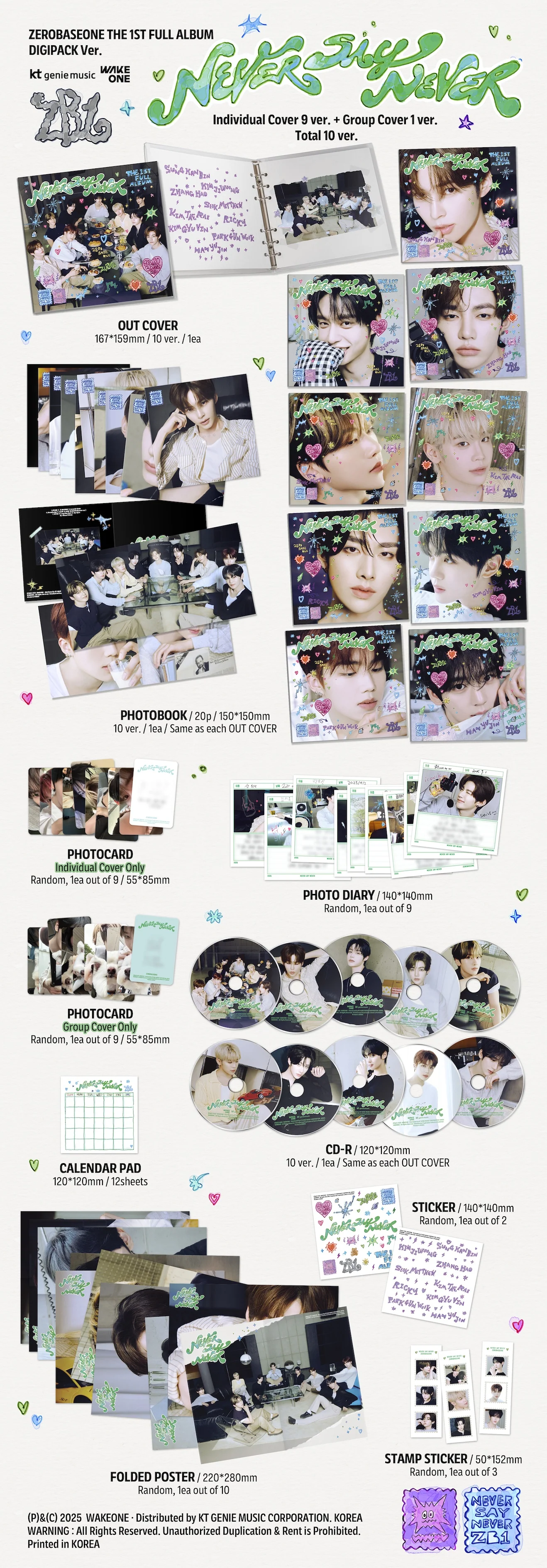 ZEROBASEONE - NEVER SAY NEVER - 1st Full Album (Digipack Ver.) - Image 2