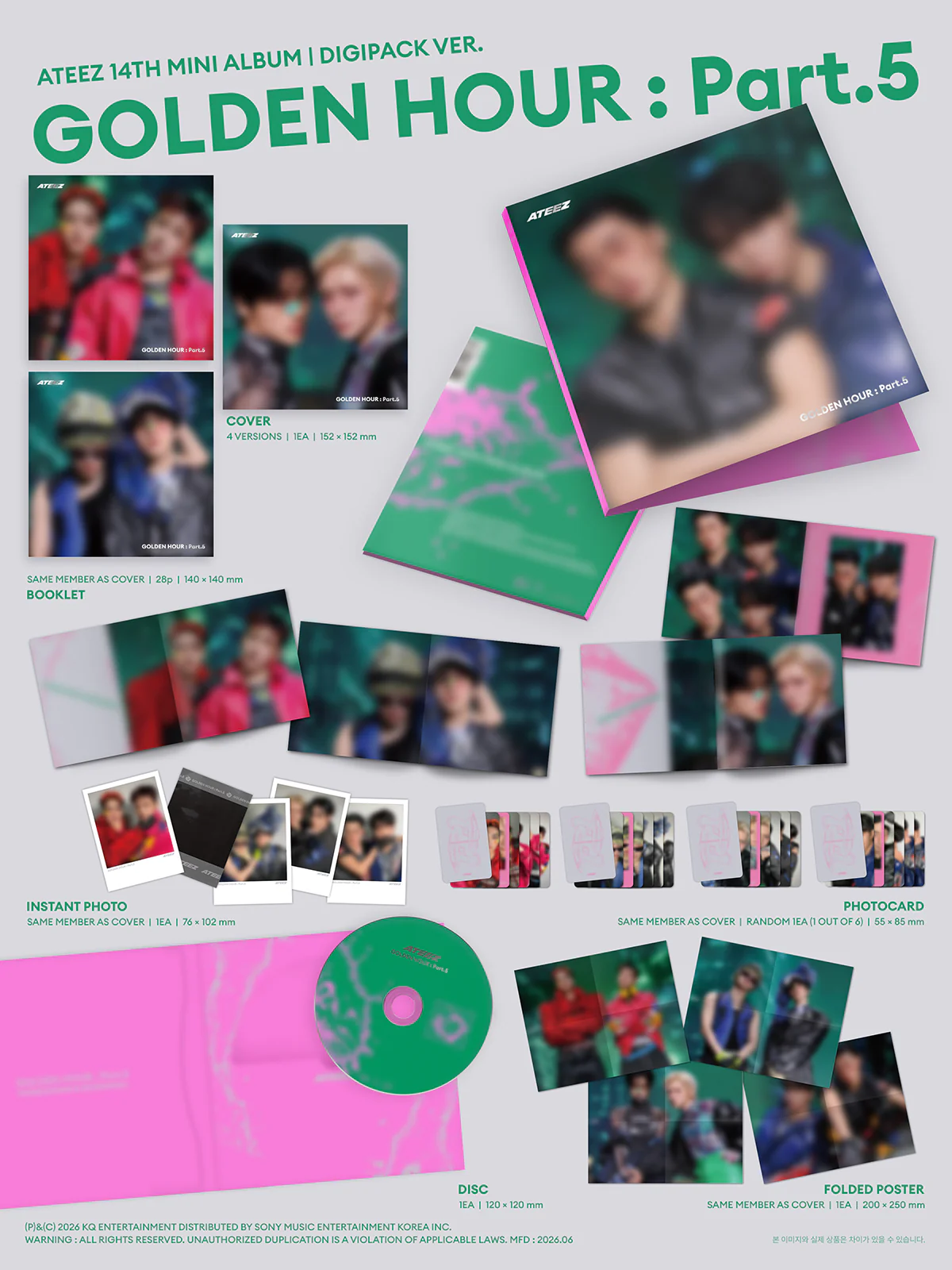(Pre-Order) ATEEZ - GOLDEN HOUR : Part.5 - Album (Digipack Unit Ver.) - Image 2